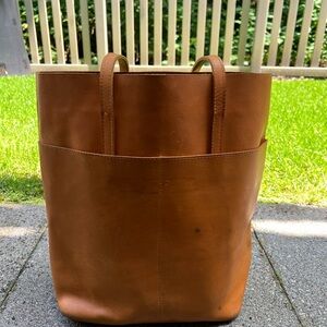 Able Selam Brown Leather Tote Bag Minimalist Design